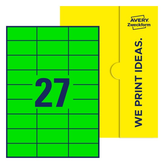 27 stk. etiketter pr. ark. - Firkantede etiketter, 70 x 32 mm