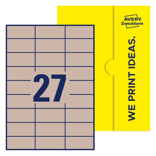 27 stk. etiketter pr. ark. - Firkantede etiketter, 70 x 32 mm