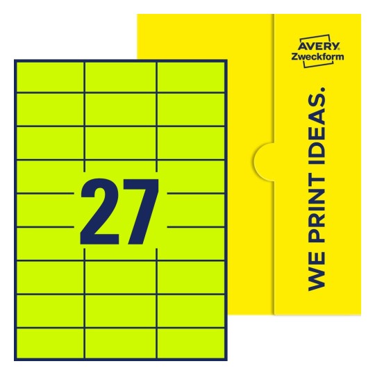 27 stk. etiketter pr. ark. - Firkantede etiketter, 70 x 32 mm
