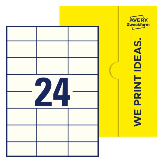 24 stk. etiketter pr. ark. - Firkantede etiketter, 70 x 37 mm