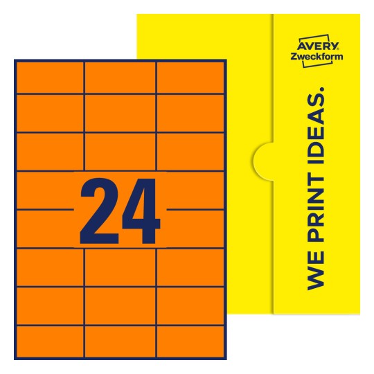 24 stk. etiketter pr. ark. - Firkantede etiketter, 70 x 37 mm