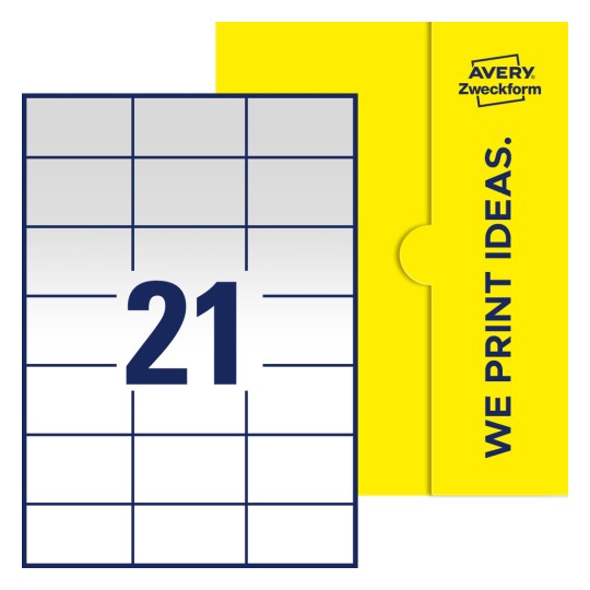 21 stk. etiketter pr. ark. - Firkantede etiketter, 70 x 42,3 mm