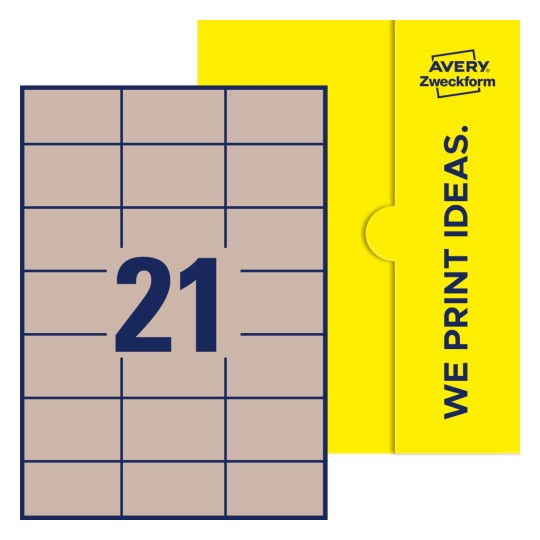21 stk. etiketter pr. ark. - Firkantede etiketter, 70 x 42,3 mm