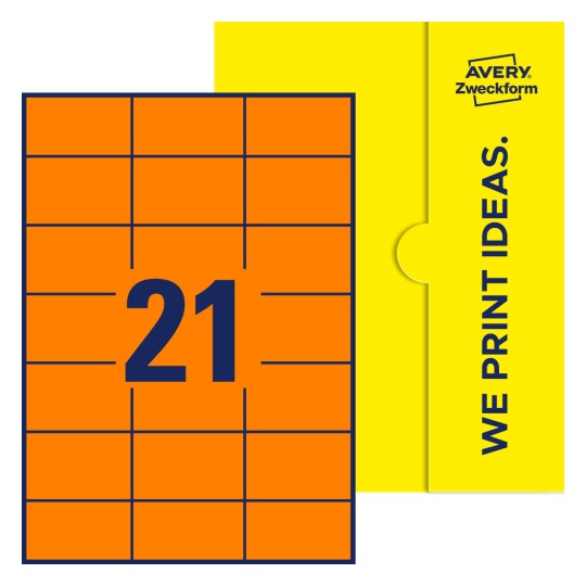 21 stk. etiketter pr. ark. - Firkantede etiketter, 70 x 42,3 mm