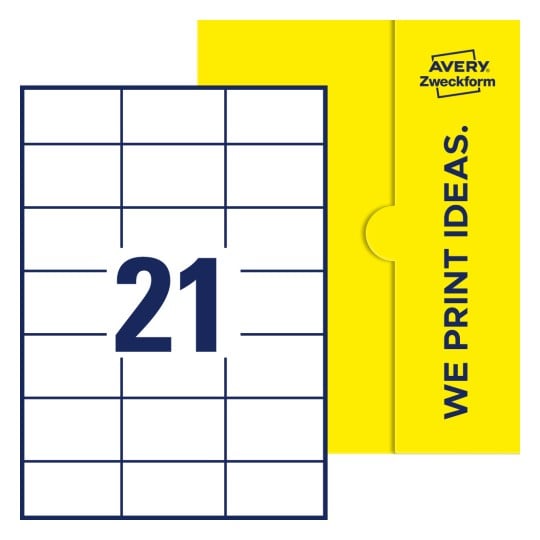 21 stk. etiketter pr. ark. - Firkantede etiketter, 70 x 42,3 mm