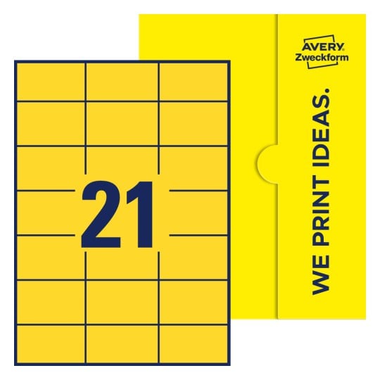 21 stk. etiketter pr. ark. - Firkantede etiketter, 70 x 42,3 mm