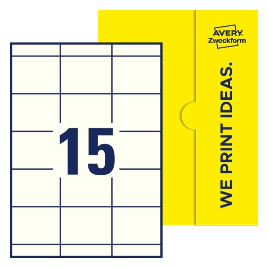 15 stk. etiketter pr. ark. - Firkantede etiketter, 70 x 50,8 mm
