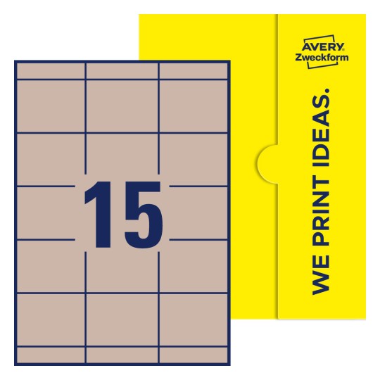 15 stk. etiketter pr. ark. - Firkantede etiketter, 70 x 50,8 mm