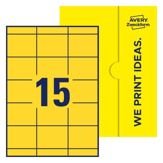 15 stk. etiketter pr. ark. - Firkantede etiketter, 70 x 50,8 mm