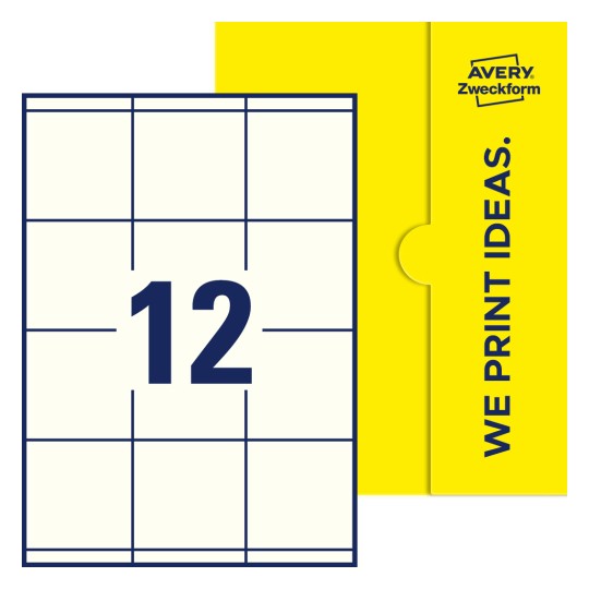 12 stk. etiketter pr. ark. - Firkantede etiketter, 70 x 67,7 mm