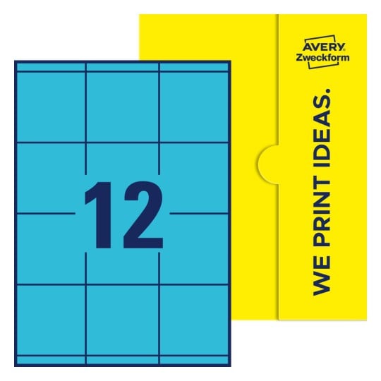 12 stk. etiketter pr. ark. - Firkantede etiketter, 70 x 67,7 mm
