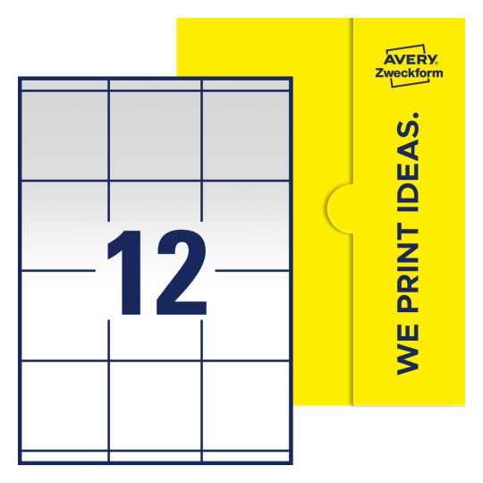 12 stk. etiketter pr. ark. - Firkantede etiketter, 70 x 67,7 mm
