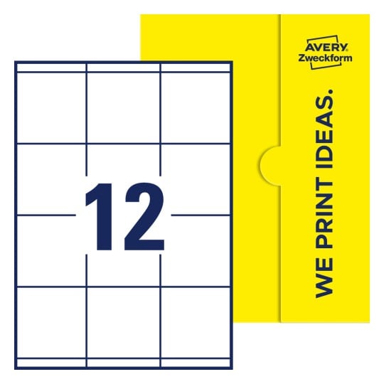 12 stk. etiketter pr. ark. - Firkantede etiketter, 70 x 67,7 mm