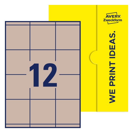 12 stk. etiketter pr. ark. - Firkantede etiketter, 70 x 67,7 mm
