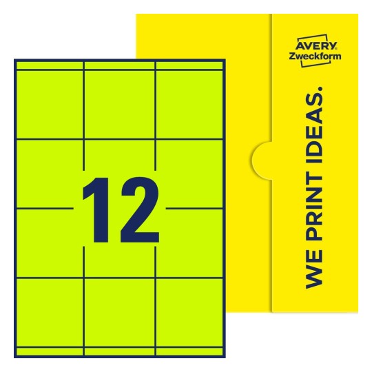 12 stk. etiketter pr. ark. - Firkantede etiketter, 70 x 67,7 mm