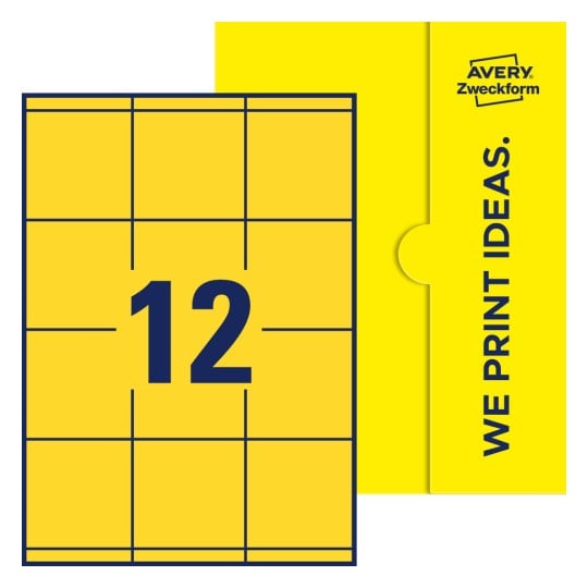12 stk. etiketter pr. ark. - Firkantede etiketter, 70 x 67,7 mm
