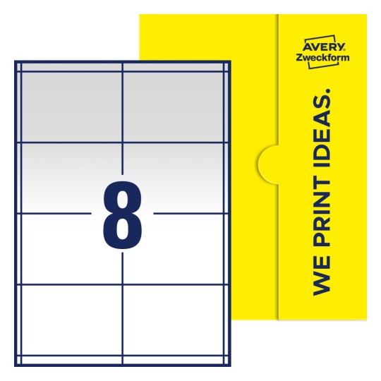 8 stk. etiketter pr. ark. - Firkantede etiketter, 97 x 67,7 mm