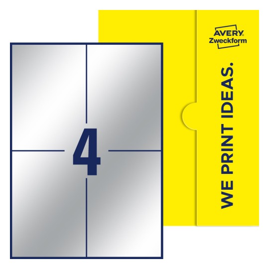 4 stk. etiketter pr. ark. - Firkantede etiketter, 105 x 148 mm