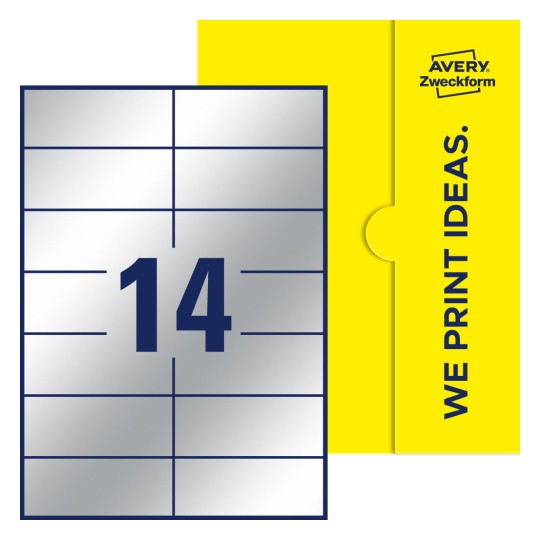 14 stk. etiketter pr. ark. - Firkantede etiketter, 105 x 42,3 mm
