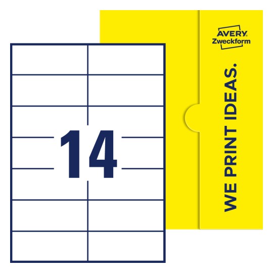 14 stk. etiketter pr. ark. - Firkantede etiketter, 105 x 42,3 mm