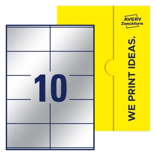 10 stk. etiketter pr. ark. - Firkantede etiketter, 105 x 57 mm