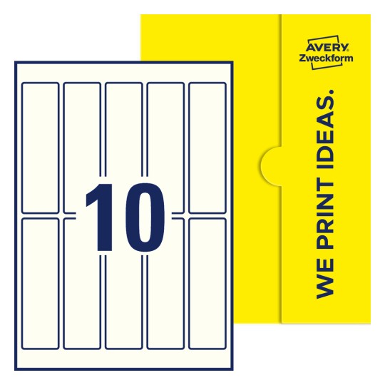10 stk. etiketter pr. ark. - Firkantede etiketter, 125 x 35 mm