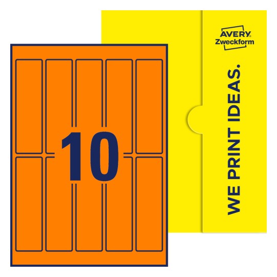 10 stk. etiketter pr. ark. - Firkantede etiketter, 125 x 35 mm
