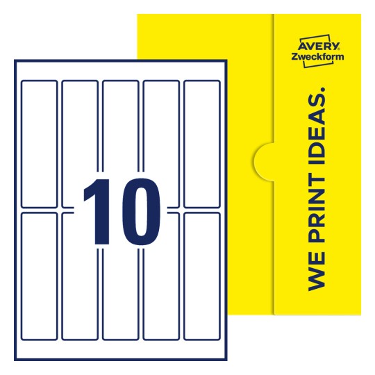 10 stk. etiketter pr. ark. - Firkantede etiketter, 125 x 35 mm