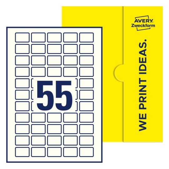 55 stk. etiketter pr. ark. - Firkantede etiketter, 30 x 20 mm