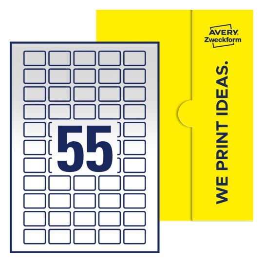 55 stk. etiketter pr. ark. - Firkantede etiketter, 30 x 20 mm