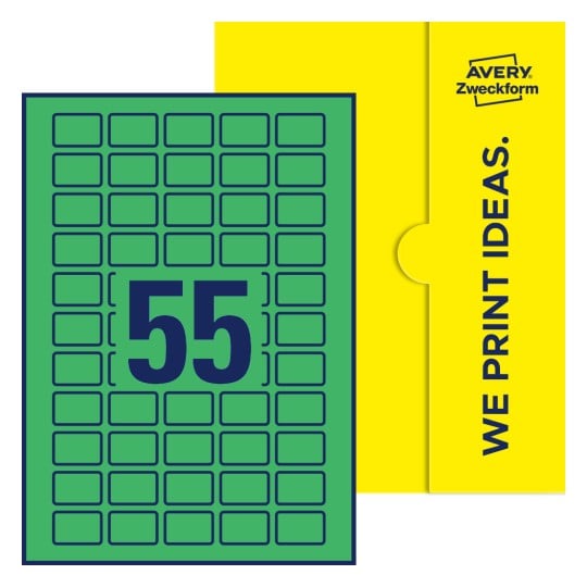 55 stk. etiketter pr. ark. - Firkantede etiketter, 30 x 20 mm