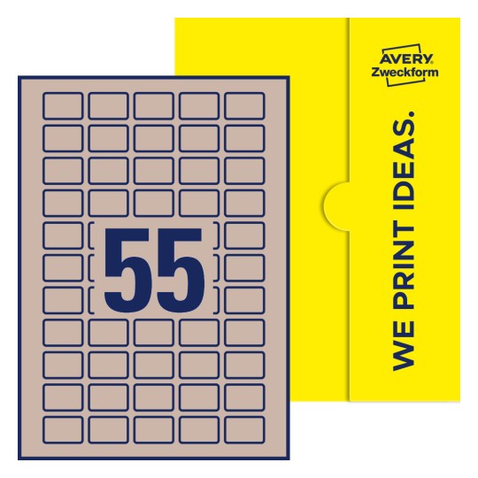 55 stk. etiketter pr. ark. - Firkantede etiketter, 30 x 20 mm
