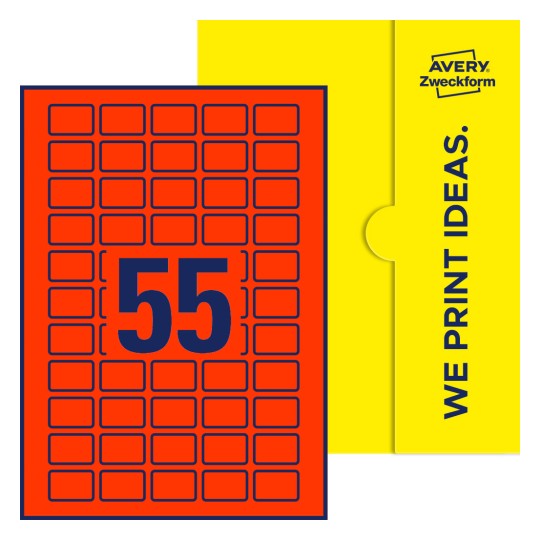 55 stk. etiketter pr. ark. - Firkantede etiketter, 30 x 20 mm