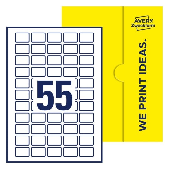 55 stk. etiketter pr. ark. - Firkantede etiketter, 30 x 20 mm