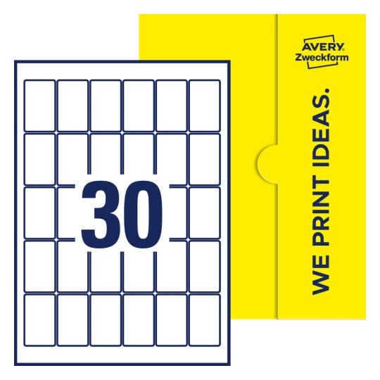 30 stk. etiketter pr. ark. - Firkantede etiketter, 30 x 50 mm