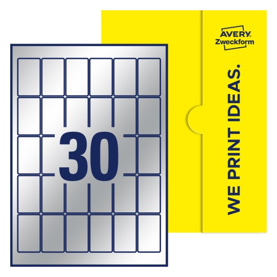 30 stk. etiketter pr. ark. - Firkantede etiketter, 30 x 50 mm