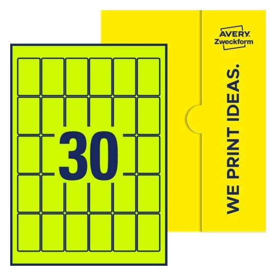 30 stk. etiketter pr. ark. - Firkantede etiketter, 30 x 50 mm