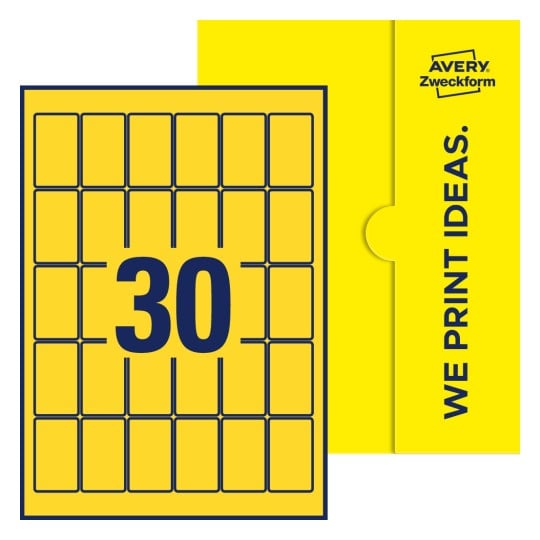 30 stk. etiketter pr. ark. - Firkantede etiketter, 30 x 50 mm
