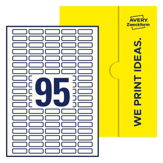 95 stk. etiketter pr. ark. - Firkantede etiketter, 32 x 10 mm