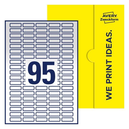 95 stk. etiketter pr. ark. - Firkantede etiketter, 32 x 10 mm