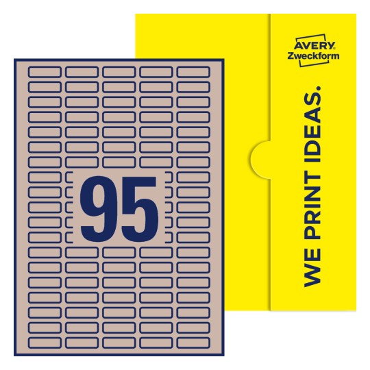 95 stk. etiketter pr. ark. - Firkantede etiketter, 32 x 10 mm