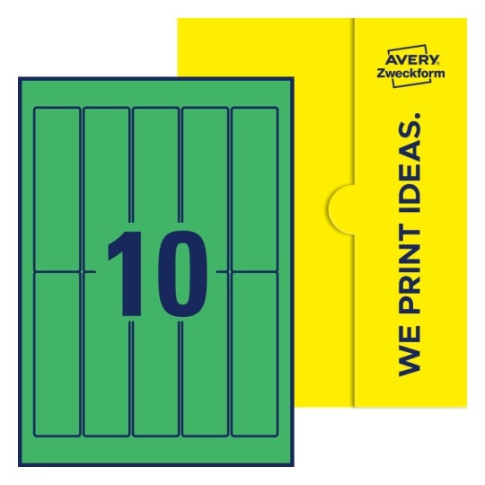 10 stk. etiketter pr. ark. - Firkantede etiketter, 35 x 125 mm