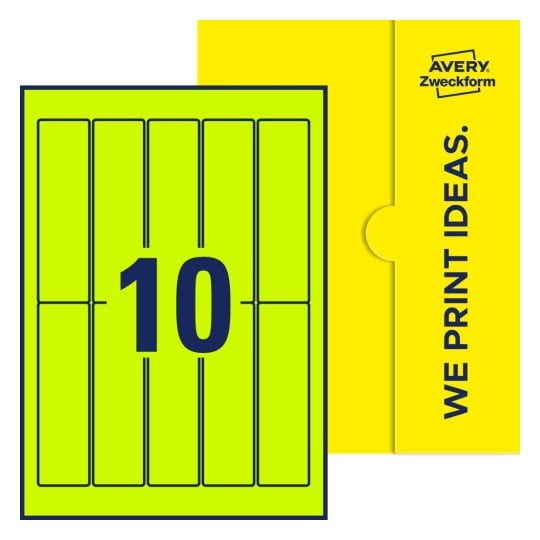 10 stk. etiketter pr. ark. - Firkantede etiketter, 35 x 125 mm