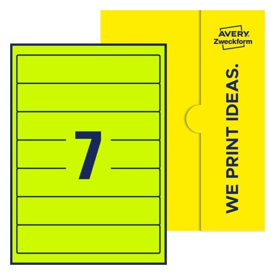 7 stk. etiketter pr. ark. - Firkantede etiketter, 38 x 192 mm