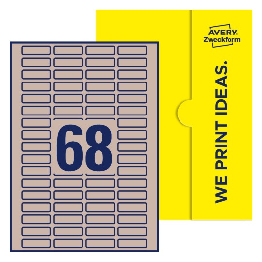 68 stk. etiketter pr. ark. - Firkantede etiketter, 40 x 12 mm