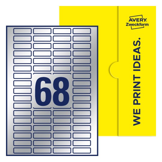 68 stk. etiketter pr. ark. - Firkantede etiketter, 40 x 12 mm