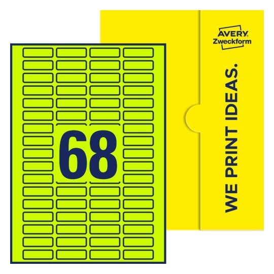 68 stk. etiketter pr. ark. - Firkantede etiketter, 40 x 12 mm