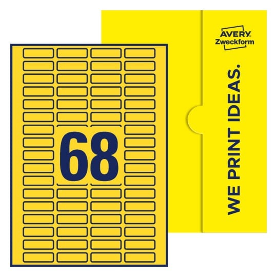 68 stk. etiketter pr. ark. - Firkantede etiketter, 40 x 12 mm