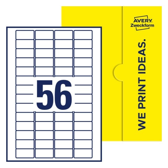 56 stk. etiketter pr. ark. - Firkantede etiketter, 40 x 20 mm