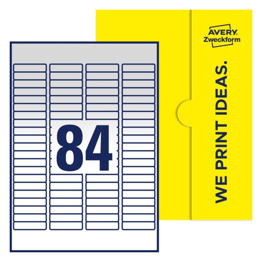 84 stk. etiketter pr. ark. - Firkantede etiketter, 46 x 11,1 mm